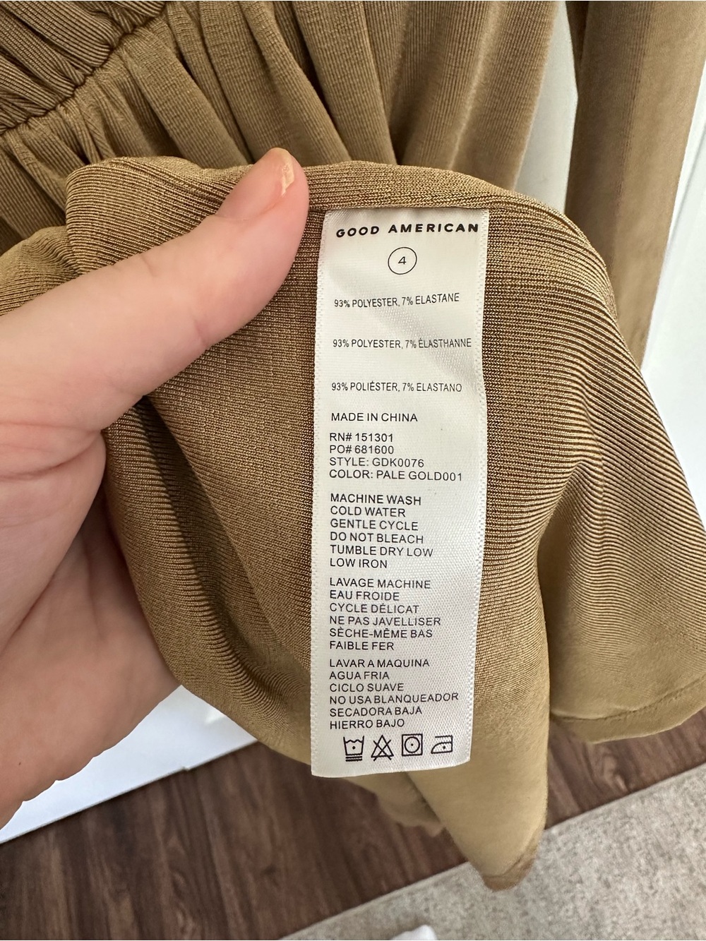 Good American Shimmer Wrap Midi Dress in Gold - Picture 5 of 5